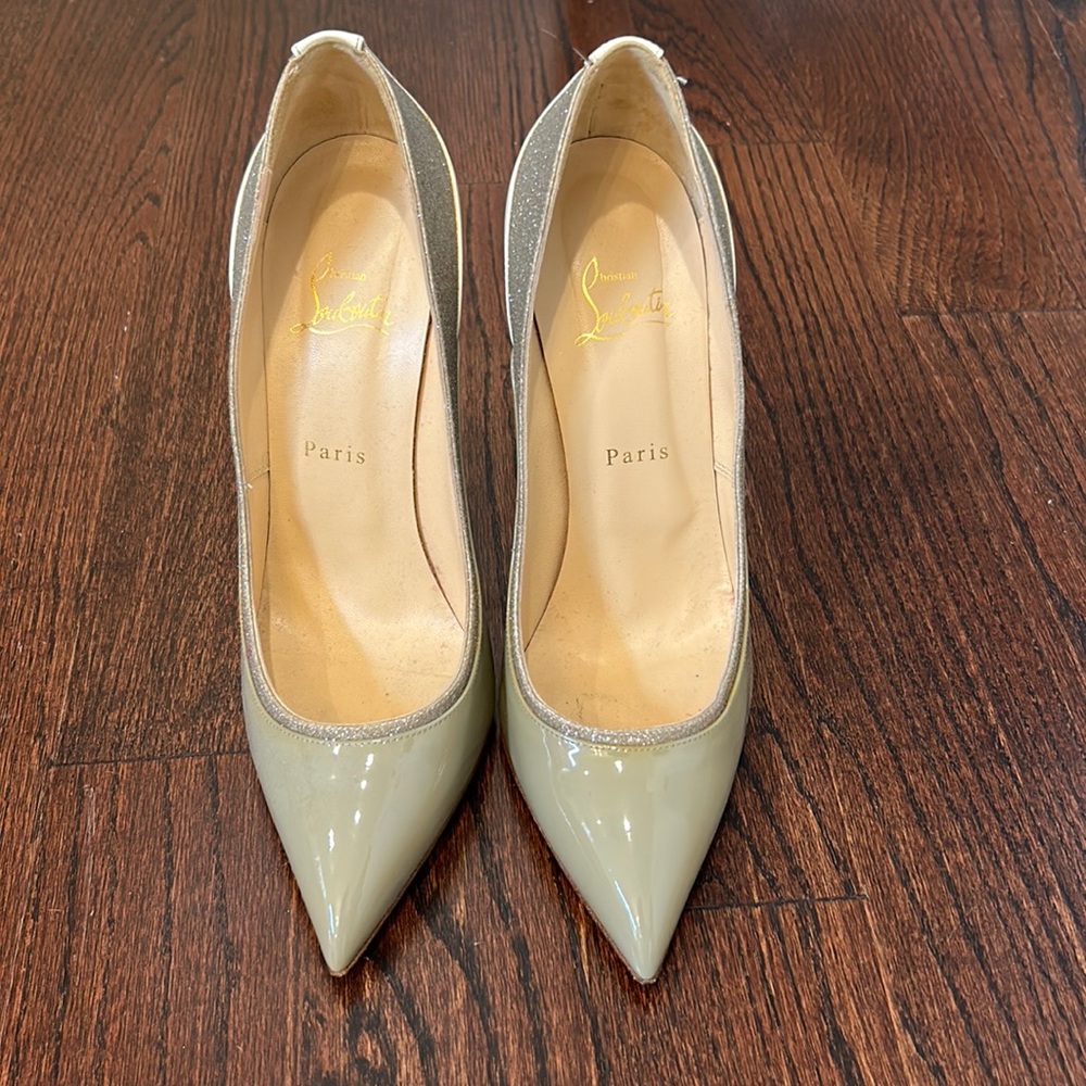 CHRISTIAN LOUBOUTIN 120 PATENT/LEATHER PUMPS SIZE 41